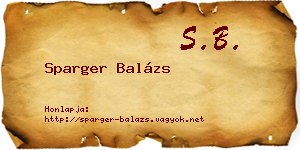 Sparger Balázs névjegykártya